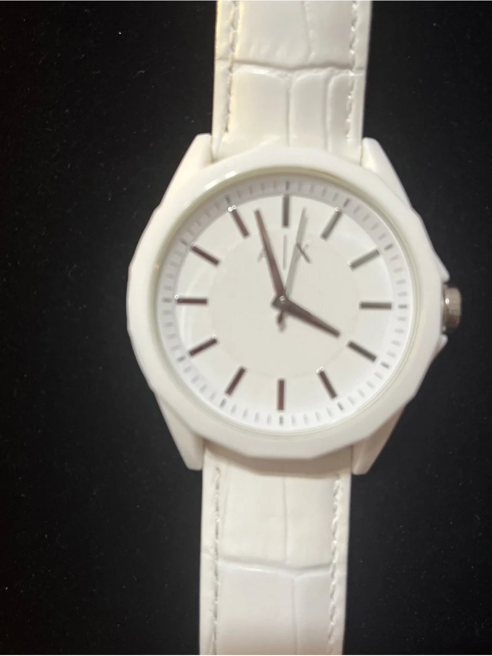 Emporio Armani White Analog Watch with Silver Markers